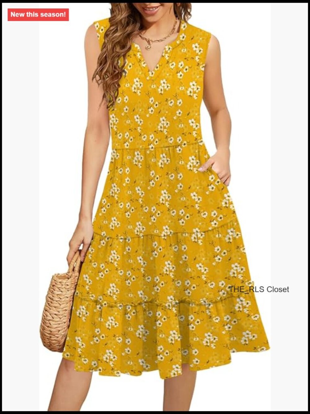 Elegant Classy Sleeveless Boho Midi Sun Dress with Pockets
